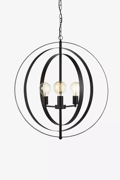Wisząca lampa industrialna Orbit okrągła na łańcuchu czarna