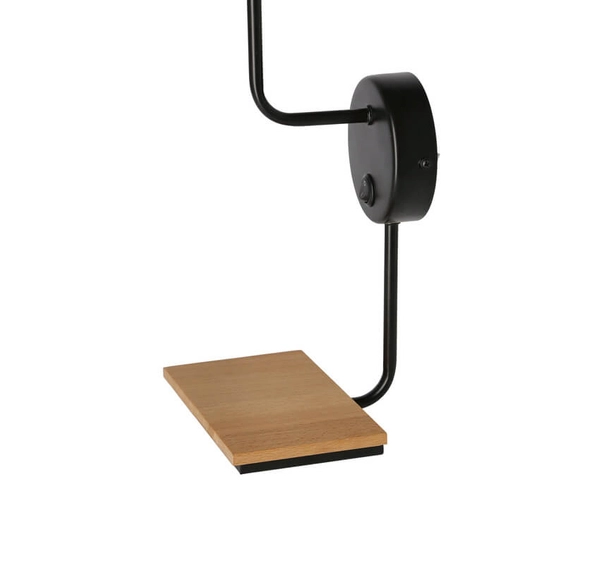 Abażurowa lampa ścienna Keto czarny kinkiet z włącznikiem