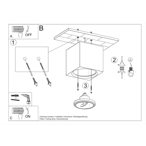 Minimalistyczny downlight ceramiczny SL.0850 kostka biała