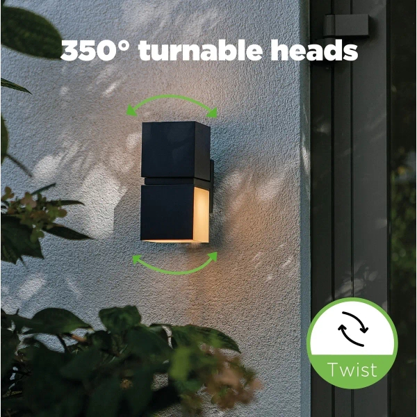Zewnętrzna LAMPA elewacyjna CUBA 5193801012 Lutec regulowana OPRAWA kinkiet LED 23W 3000K metalowy IP54 czarny