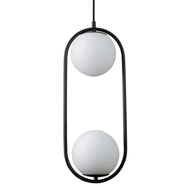 Zwisowa lampa COSTA DUO DP0002-2 black Step szkło metal ramka czarna