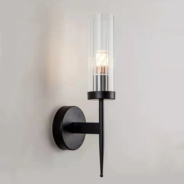 Czarny kinkiet nowoczesny CGTORK szklana lampa ścienna do holu