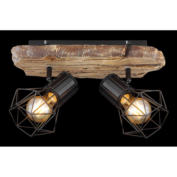 Sufitowa lampa rustykalna Priska 54017W-2 drewno czarna
