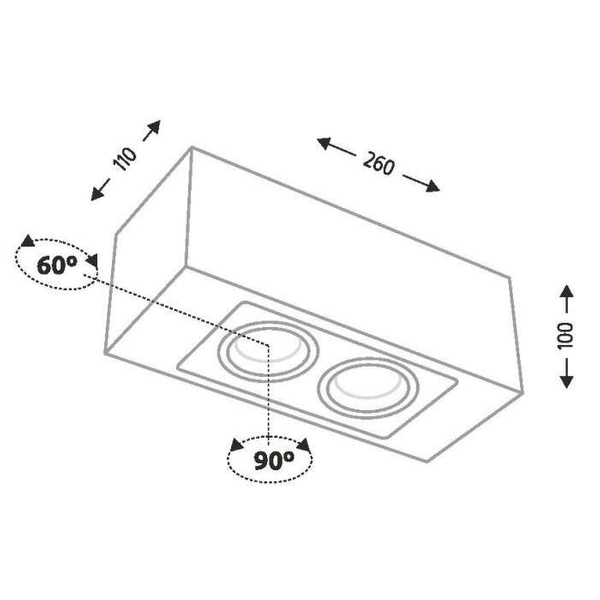 Nastropowa LAMPA regulowana SETO H 1215 Shilo sufitowa OPRAWA prostokątna SPOT metalowy czarny