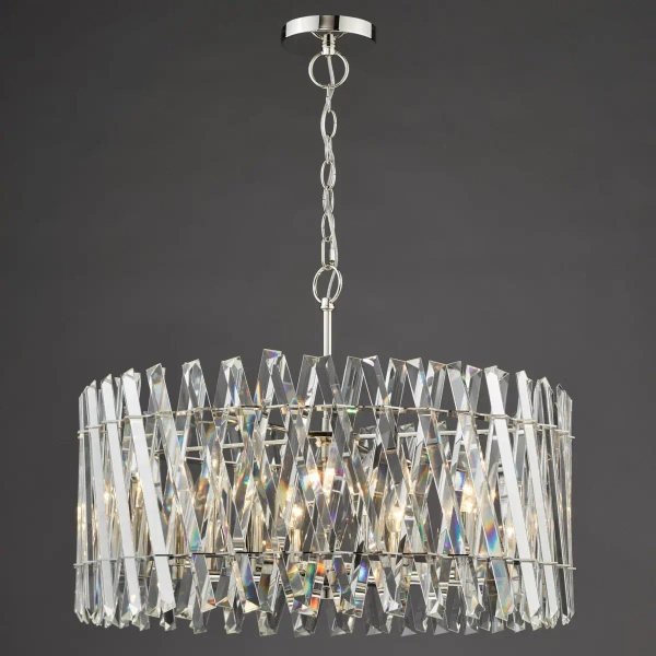 Kryształowa wisząca lampa Entwine ENT0838 do salonu glamour nikiel