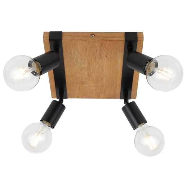 Lampa sufitowa retro Molini SPL-2079-4 Italux do kuchni drewniana czarna