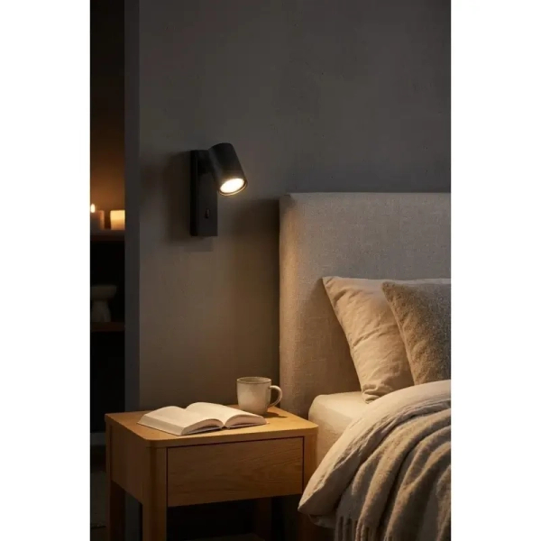 Naścienna lampa z włącznikiem EXO AZ7267 czarna 1xGU10 regulowana
