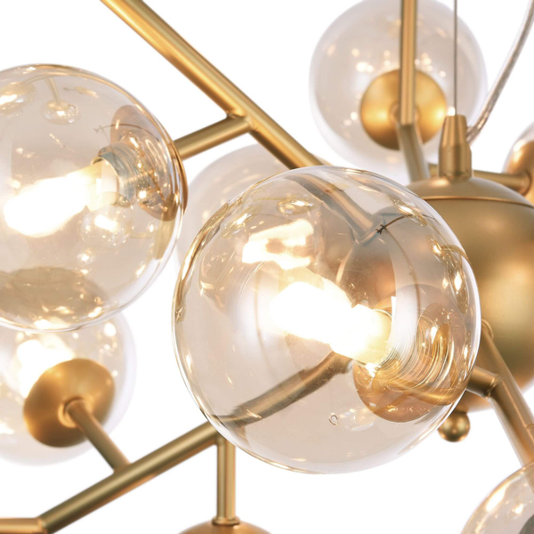 LAMPA wisząca DALLAS MOD545PL-24G Maytoni modernistyczna LAMPA szklany ZWIS molekuły kule balls złote bursztynowe