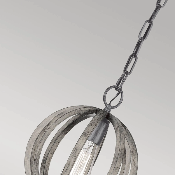 Okrągła lampa wisząca Allier FE-ALLIER-P-WW Feiss drewniana szara brązowa