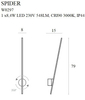 Złota LAMPA ścienna SPIDER W0297 Maxlight metalowy kinkiet LED 8,4W 3000K do łazienki IP44 złoty