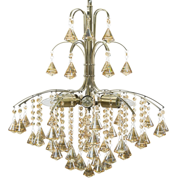 Żyrandol LAMPA wisząca 6246/6 21QG Elem kryształowa OPRAWA crystal glamour zwis mosiądz bursztynowy