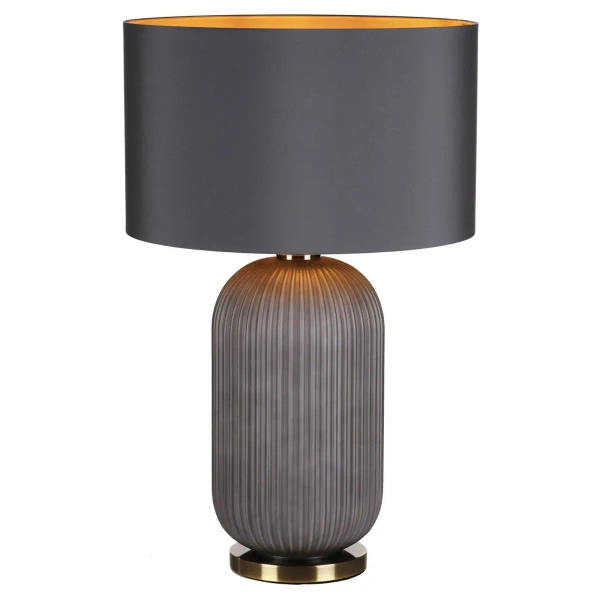 Lampka nocna Helicon HEL4239 żebrowane szkło do sypialni szary