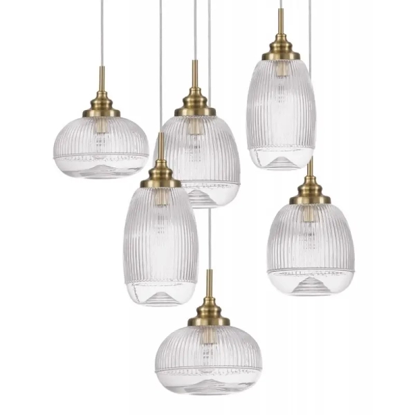 Wielopunktowa lampa wisząca MOND LE41848 szklana złoty przezroczysty