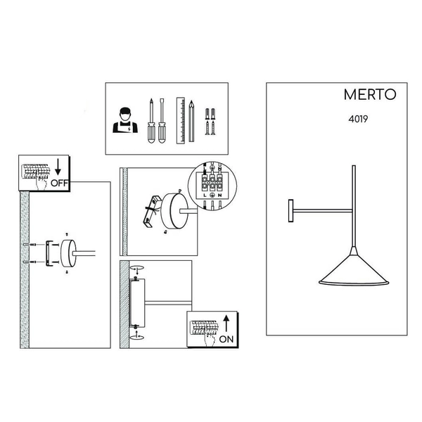 Ścienny kinkiet metalowy Merto 4019 Shilo loftowa stożek czarna