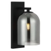 Nocna lampa ścienna Elaris LP-8103/1W SM szklana tuba przydymiona czarny
