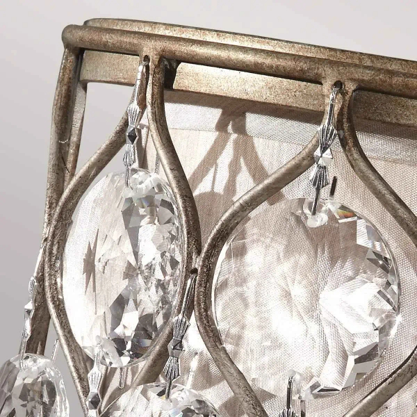Antyczna LAMPA kinkiet Lucia FE-LUCIA1 Elstead FEISS okrągła OPRAWA metalowa ścienna glamour srebrna