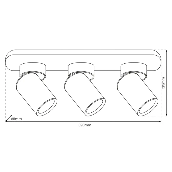 Sufitowa lampa potrójne tubki ANDY ML9937 na korytarz czarno złoty