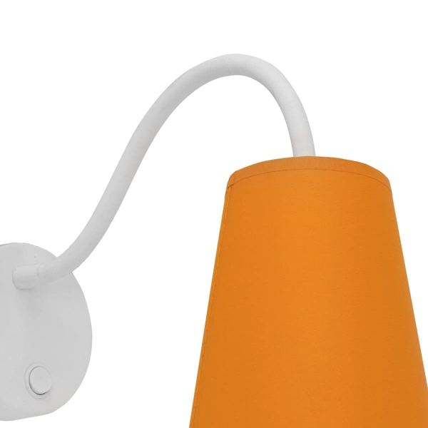 Kinkiet ścienny z tkaninowym abażurem Wire 2448 TK Lighting z peszlem pomarańczowy