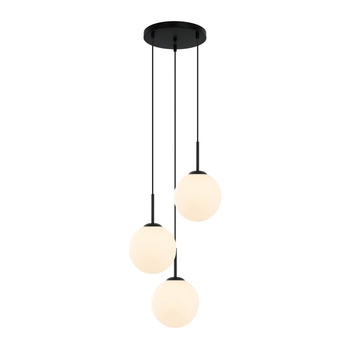 Potrójna lampa wisząca Deore PND-5578-3S-BK Italux kule czarny biały
