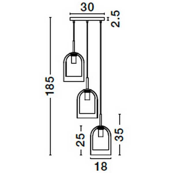 Lampa wisząca szklana Bonao LE42643 czarna bursztynowa