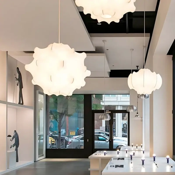 Lampa tkaninowa wisząca Lappello ABR-LW-APP do salonu biała