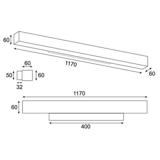 Podłużny kinkiet ścienny Lupinus 6115D03103-1 Elkim LED 16W 3000K liniowy czarny