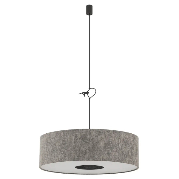 Regulowana wisząca lampa LAGO 11675 tuba tkanina szara