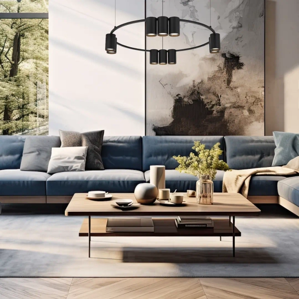 Salonowa lampa wisząca GENESIS ML0373 ring metalowy czarny