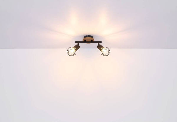 Sufitowa lampa reflektorowa Xara 54802S-2H czarna drewno