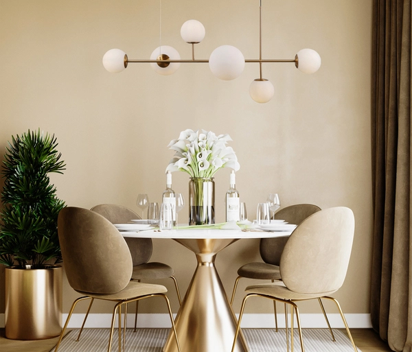 LAMPA wisząca VAILANTE PND-31221-6-HBR Italux loftowa OPRAWA zwis szklane kule balls mosiądz