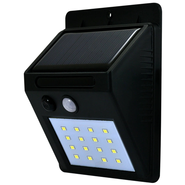 Zewnętrzna LAMPA solarna BOX 307644 Polux elewacyjna LAMPA ścienna LED 2,2W 6400K z czujnikiem zmierzchowo ruchowym IP44 czarny