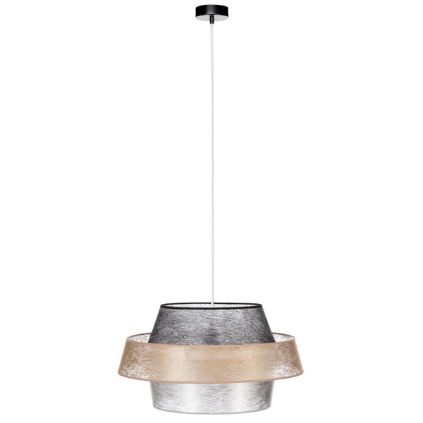 Wisząca lampa loftowa NEVOA 150089104 okrągła zwis abażurowy srebrny złoty