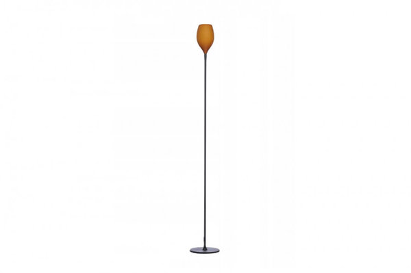Stojąca lampa podłogowa Izza do salonu czarna bursztynowa