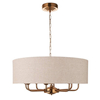 Okrągła lampa wisząca Highclere 110727 materiałowa mosiądz beżowy