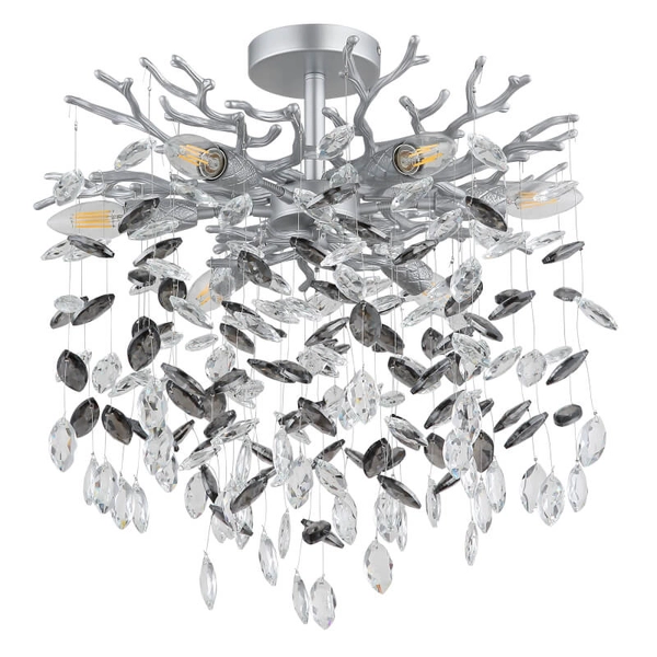 Sufitowa lampa glamour Queena 64138DS kryształowa srebrna