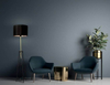 Elegancka lampa podłogowa Tegola do sypialni czarna złota