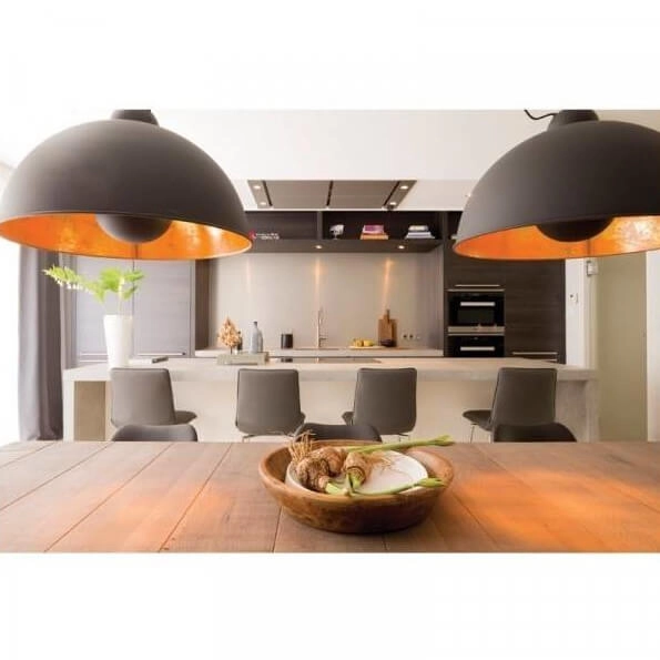 Wisząca lampa do jadalni Retro ABR-GEO Abruzzo kopuła czarna złota