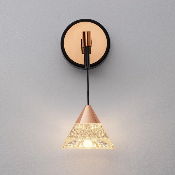 Kryształowy ścienny kinkiet GUAY LE44213 LED 7W 3000K stożek złoty czarny