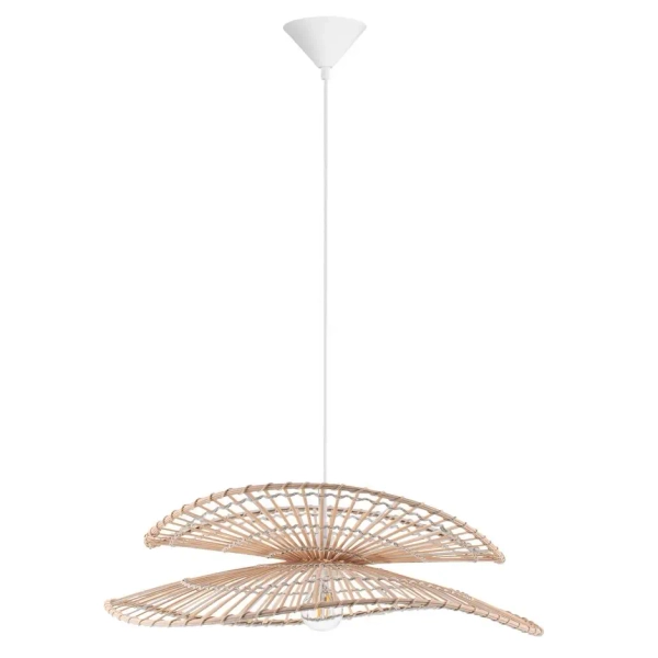 Lampa wisząca z kloszem SELVORA LE45374 kapelusz drewno biały