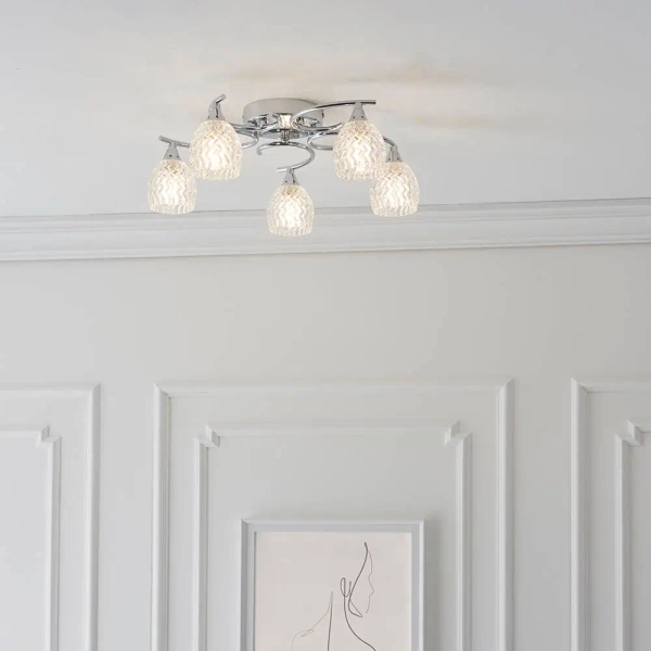 Wielopunktowa lampa sufitowa Boyer BOYER-5CH chrom przezroczysty