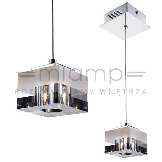 Halogenowa LAMPA wisząca CUBRIC MD9216-1A Italux szklana OPRAWA kostka ZWIS cube box biała przezroczysta