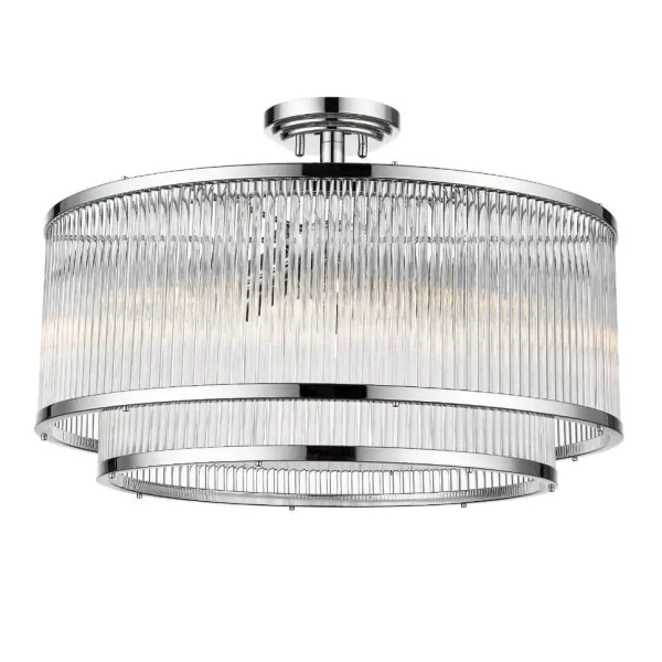 Okrągła lampa sufitowa Sergio okrągły plafon szklany chrom