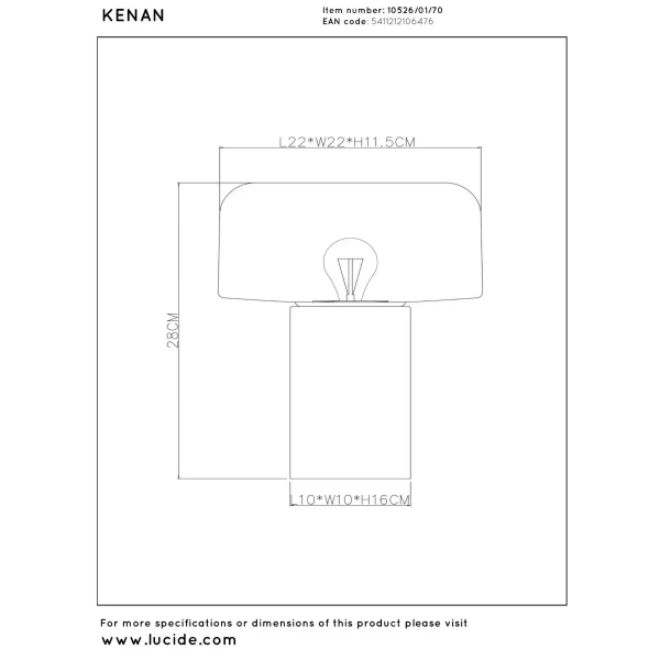Stołowa lampa grzybek Kenan 10526/01/70 do sypialni drewniana biała
