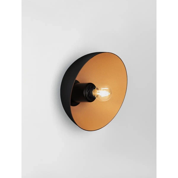 Półokrągła metalowa lampa ścienna VENTORO LE45588 czarny złoty