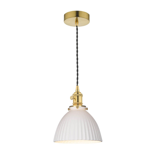 Ceramiczna lampa wisząca Hadano HAD0140-09 mosiądz biały