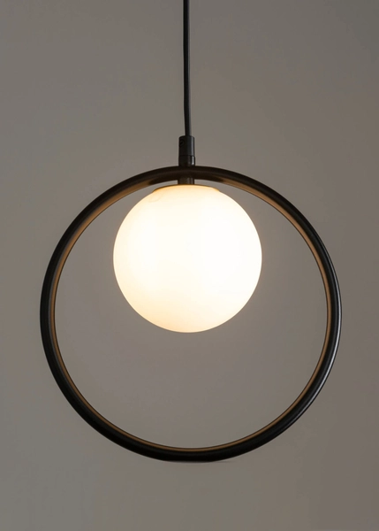 Czarna lampa wisząca Ring nowoczesny zwis szklana kula