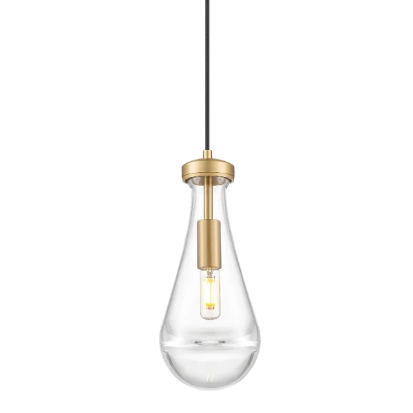 Lampa wisząca kropla art deco MEMPHIS mosiężna szklana metalowa E14 1-punktowa P01128BR