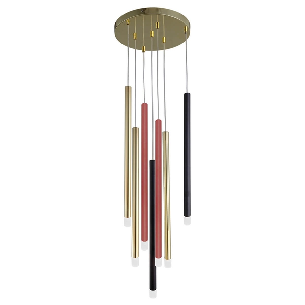 Lampa wisząca kaskadowa Lungo LP-894/7P MIXED sople metalowa złota