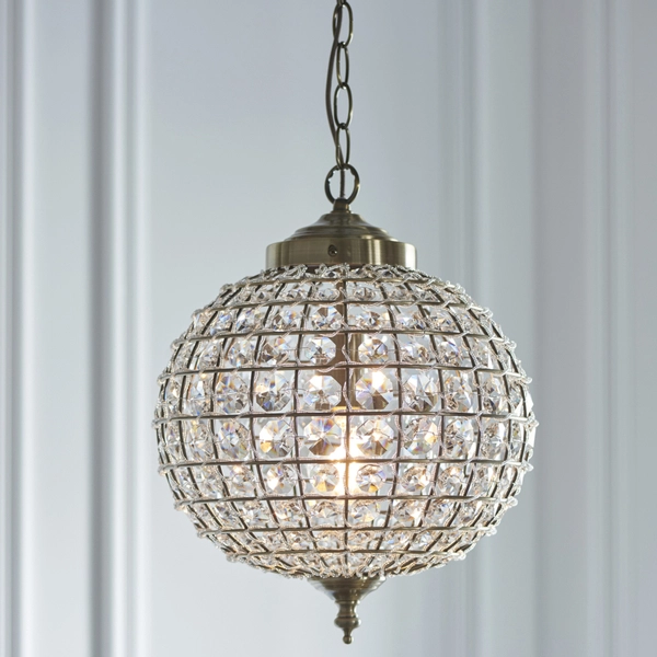 Wisząca lampa glamour Tanaro EH-TANARO-AB Endon kryształowa mosiądz