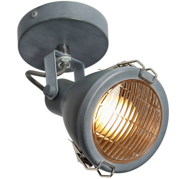 Industrialna lampa kinkiet CRODO 91-71101 reflektorek regulowany szary